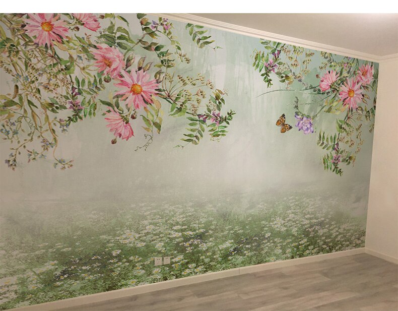 Papel tapiz colorido de flores de primavera, papel tapiz autoadhesivo, papel  tapiz floral de cáscara y palo, papel tapiz de sala de estar, mural  decorativo de pared -  España